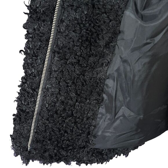 INC Large Faux Fur Vest Full-Zip Sleeveless Lined Pockets Collared Black New - Picture 8 of 12